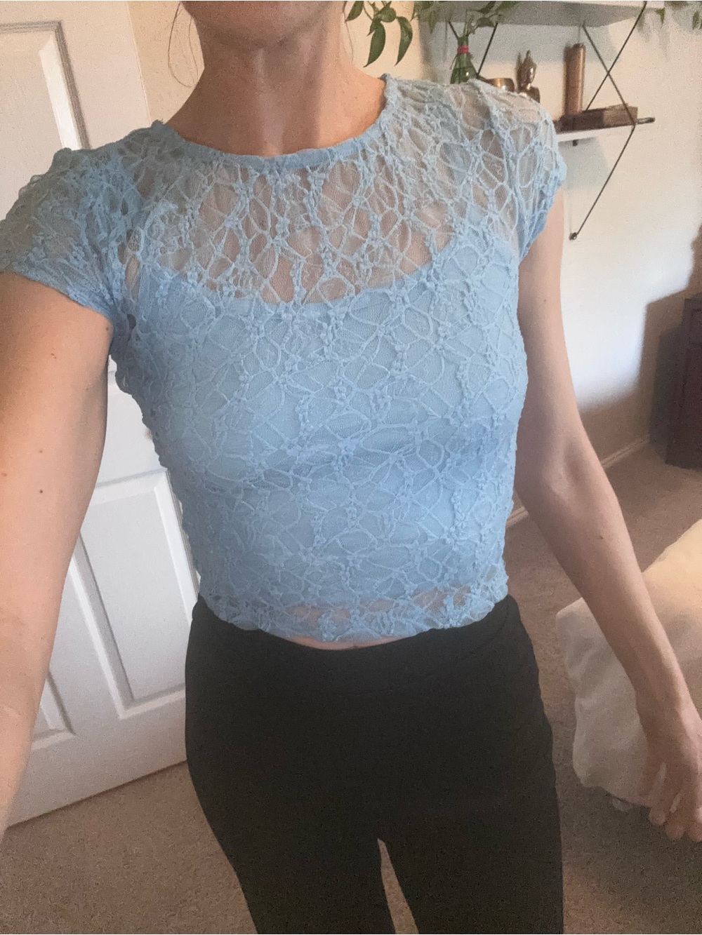 Ambiance Light Blue Lace Crop Top